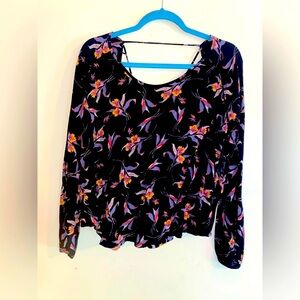 Free People Purple & Black Long Sleeve Top Size XS